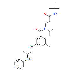 ChemSpider 2D Image | N-[3-(Tert-Butylamino)-3-Oxopropyl]-N-Isopropyl-3-Methyl-5-{[(2s)-2-(Pyridin-4-Ylamino)propyl]oxy}benzamide | C26H38N4O3