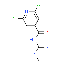 ChemSpider 2D Image | 2,6-Dichloro-N-(N,N-dimethylcarbamimidoyl)isonicotinamide | C9H10Cl2N4O
