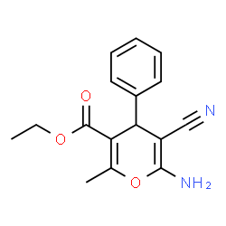 ChemSpider 2D Image | 2-Amino-3-cyano-4-phenyl-5-carboethoxy-6-methyl-4H-pyran | C16H16N2O3
