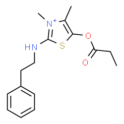 ChemSpider 2D Image | 3,4-Dimethyl-5-(1-oxopropoxy)-2-[(2-phenylethyl)amino]thiazolium | C16H21N2O2S