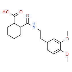 ChemSpider 2D Image | 2-{[2-(3,4-Dimethoxyphenyl)ethyl]carbamoyl}cyclohexanecarboxylic acid | C18H25NO5