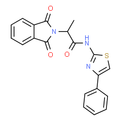 ChemSpider 2D Image | 2-(1,3-Dioxo-1,3-dihydro-2H-isoindol-2-yl)-N-(4-phenyl-1,3-thiazol-2-yl)propanamide | C20H15N3O3S