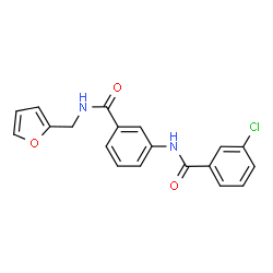 ChemSpider 2D Image | 3-Chloro-N-{3-[(2-furylmethyl)carbamoyl]phenyl}benzamide | C19H15ClN2O3