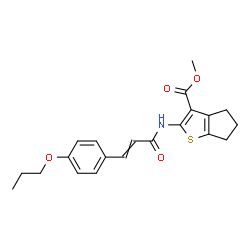 ChemSpider 2D Image | Methyl 2-{[3-(4-propoxyphenyl)acryloyl]amino}-5,6-dihydro-4H-cyclopenta[b]thiophene-3-carboxylate | C21H23NO4S