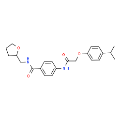ChemSpider 2D Image | 4-{[(4-Isopropylphenoxy)acetyl]amino}-N-(tetrahydro-2-furanylmethyl)benzamide | C23H28N2O4