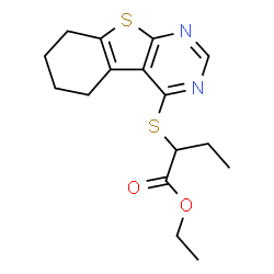 ChemSpider 2D Image | Ethyl 2-(5,6,7,8-tetrahydro[1]benzothieno[2,3-d]pyrimidin-4-ylsulfanyl)butanoate | C16H20N2O2S2