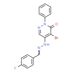 ChemSpider 2D Image | 4-Bromo-5-[2-(4-fluorobenzylidene)hydrazino]-2-phenyl-3(2H)-pyridazinone | C17H12BrFN4O