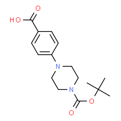 ChemSpider 2D Image | 4-[4-(tert-Butoxycarbonyl)piperazin-1-yl]benzoic acid | C16H22N2O4