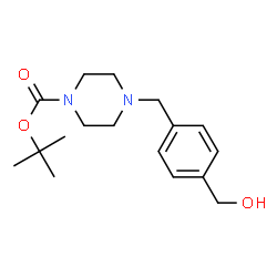 ChemSpider 2D Image | 2-Methyl-2-propanyl 4-[4-(hydroxymethyl)benzyl]-1-piperazinecarboxylate | C17H26N2O3
