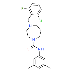 ChemSpider 2D Image | 4-(2-Chloro-6-fluorobenzyl)-N-(3,5-dimethylphenyl)-1,4-diazepane-1-carboxamide | C21H25ClFN3O