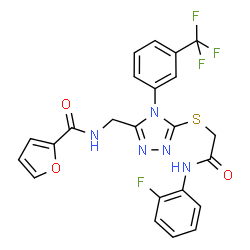 ChemSpider 2D Image | N-({5-({2-[(2-Fluorophenyl)amino]-2-oxoethyl}sulfanyl)-4-[3-(trifluoromethyl)phenyl]-4H-1,2,4-triazol-3-yl}methyl)-2-furamide | C23H17F4N5O3S