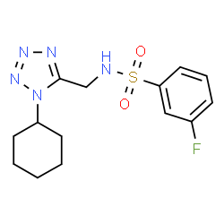 ChemSpider 2D Image | N-[(1-Cyclohexyl-1H-tetrazol-5-yl)methyl]-3-fluorobenzenesulfonamide | C14H18FN5O2S