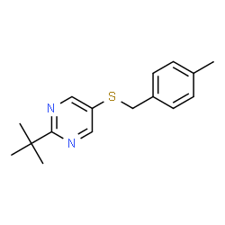 ChemSpider 2D Image | 5-[(4-Methylbenzyl)sulfanyl]-2-(2-methyl-2-propanyl)pyrimidine | C16H20N2S