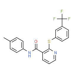 ChemSpider 2D Image | N3-(4-methylphenyl)-2-{[3-(trifluoromethyl)phenyl]thio}nicotinamide | C20H15F3N2OS