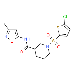 ChemSpider 2D Image | 1-[(5-Chloro-2-thienyl)sulfonyl]-N-(3-methyl-1,2-oxazol-5-yl)-3-piperidinecarboxamide | C14H16ClN3O4S2