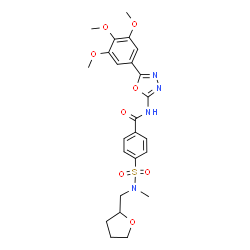 ChemSpider 2D Image | 4-[Methyl(tetrahydro-2-furanylmethyl)sulfamoyl]-N-[5-(3,4,5-trimethoxyphenyl)-1,3,4-oxadiazol-2-yl]benzamide | C24H28N4O8S