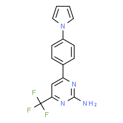 ChemSpider 2D Image | 4-[4-(1H-Pyrrol-1-yl)phenyl]-6-(trifluoromethyl)-2-pyrimidinamine | C15H11F3N4