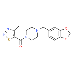 ChemSpider 2D Image | [4-(1,3-benzodioxol-5-ylmethyl)piperazino](4-methyl-1,2,3-thiadiazol-5-yl)methanone | C16H18N4O3S