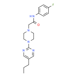 ChemSpider 2D Image | N-(4-fluorophenyl)-2-[4-(5-propyl-2-pyrimidinyl)piperazino]acetamide | C19H24FN5O