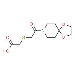 ChemSpider 2D Image | {[2-(1,4-Dioxa-8-azaspiro[4.5]dec-8-yl)-2-oxoethyl]sulfanyl}acetic acid | C11H17NO5S