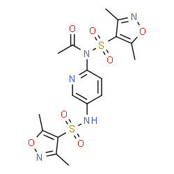 ChemSpider 2D Image | N-acetyl-N-(5-{[(3,5-dimethyl-4-isoxazolyl)sulfonyl]amino}-2-pyridinyl)-3,5-dimethyl-4-isoxazolesulfonamide | C17H19N5O7S2
