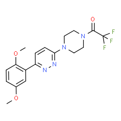 ChemSpider 2D Image | 1-{4-[6-(2,5-Dimethoxyphenyl)-3-pyridazinyl]-1-piperazinyl}-2,2,2-trifluoroethanone | C18H19F3N4O3
