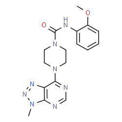 ChemSpider 2D Image | N-(2-Methoxyphenyl)-4-(3-methyl-3H-[1,2,3]triazolo[4,5-d]pyrimidin-7-yl)-1-piperazinecarboxamide | C17H20N8O2