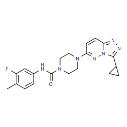 ChemSpider 2D Image | 4-(3-Cyclopropyl[1,2,4]triazolo[4,3-b]pyridazin-6-yl)-N-(3-fluoro-4-methylphenyl)-1-piperazinecarboxamide | C20H22FN7O
