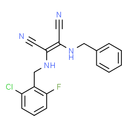 ChemSpider 2D Image | (2Z)-2-(Benzylamino)-3-[(2-chloro-6-fluorobenzyl)amino]-2-butenedinitrile | C18H14ClFN4