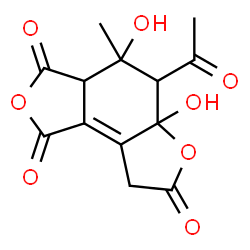 ChemSpider 2D Image | 5-Acetyl-4,5a-dihydroxy-4-methyl-3a,5,5a,8-tetrahydrofuro[3,2-e][2]benzofuran-1,3,7(4H)-trione | C13H12O8