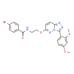 ChemSpider 2D Image | 4-Bromo-N-(2-{[3-(2,4-dimethoxyphenyl)[1,2,4]triazolo[4,3-b]pyridazin-6-yl]oxy}ethyl)benzamide | C22H20BrN5O4