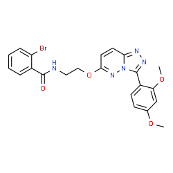 ChemSpider 2D Image | 2-Bromo-N-(2-{[3-(2,4-dimethoxyphenyl)[1,2,4]triazolo[4,3-b]pyridazin-6-yl]oxy}ethyl)benzamide | C22H20BrN5O4