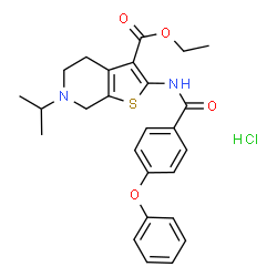 ChemSpider 2D Image | Ethyl 6-isopropyl-2-[(4-phenoxybenzoyl)amino]-4,5,6,7-tetrahydrothieno[2,3-c]pyridine-3-carboxylate hydrochloride (1:1) | C26H29ClN2O4S