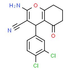 ChemSpider 2D Image | 2-Amino-4-(3,4-dichlorophenyl)-5-oxo-5,6,7,8-tetrahydro-4H-chromene-3-carbonitrile | C16H12Cl2N2O2