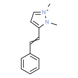 ChemSpider 2D Image | 1,2-Dimethyl-5-(2-phenylvinyl)-1H-pyrazol-2-ium | C13H15N2