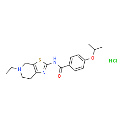 ChemSpider 2D Image | N-(5-Ethyl-4,5,6,7-tetrahydro[1,3]thiazolo[5,4-c]pyridin-2-yl)-4-isopropoxybenzamide hydrochloride (1:1) | C18H24ClN3O2S