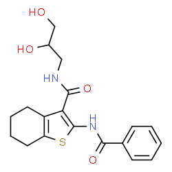 ChemSpider 2D Image | 2-benzamido-N-(2,3-dihydroxypropyl)-4,5,6,7-tetrahydro-1-benzothiophene-3-carboxamide | C19H22N2O4S
