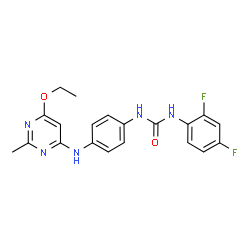 ChemSpider 2D Image | 1-(2,4-Difluorophenyl)-3-{4-[(6-ethoxy-2-methyl-4-pyrimidinyl)amino]phenyl}urea | C20H19F2N5O2