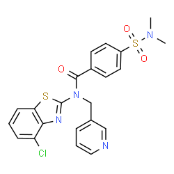 ChemSpider 2D Image | N-(4-Chloro-1,3-benzothiazol-2-yl)-4-(dimethylsulfamoyl)-N-(3-pyridinylmethyl)benzamide | C22H19ClN4O3S2