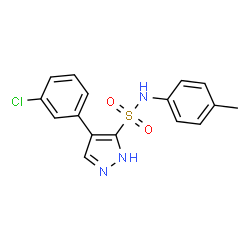 ChemSpider 2D Image | 4-(3-Chlorophenyl)-N-(4-methylphenyl)-1H-pyrazole-5-sulfonamide | C16H14ClN3O2S
