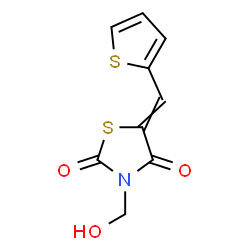 ChemSpider 2D Image | 3-(Hydroxymethyl)-5-(2-thienylmethylene)-1,3-thiazolidine-2,4-dione | C9H7NO3S2
