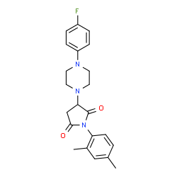 ChemSpider 2D Image | 1-(2,4-Dimethylphenyl)-3-[4-(4-fluorophenyl)-1-piperazinyl]-2,5-pyrrolidinedione | C22H24FN3O2