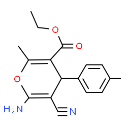 ChemSpider 2D Image | Ethyl 6-amino-5-cyano-2-methyl-4-(4-methylphenyl)-4H-pyran-3-carboxylate | C17H18N2O3