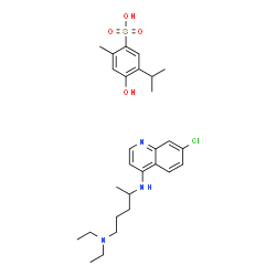 ChemSpider 2D Image | 4-Hydroxy-5-isopropyl-2-methylbenzenesulfonic acid - N~4~-(7-chloro-4-quinolinyl)-N~1~,N~1~-diethyl-1,4-pentanediamine (1:1) | C28H40ClN3O4S