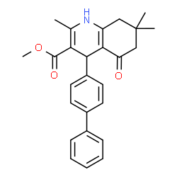 ChemSpider 2D Image | Methyl 4-(4-biphenylyl)-2,7,7-trimethyl-5-oxo-1,4,5,6,7,8-hexahydro-3-quinolinecarboxylate | C26H27NO3
