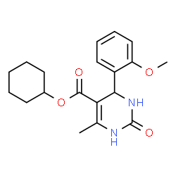 ChemSpider 2D Image | Cyclohexyl 4-(2-methoxyphenyl)-6-methyl-2-oxo-1,2,3,4-tetrahydro-5-pyrimidinecarboxylate | C19H24N2O4