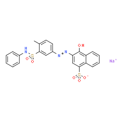 ChemSpider 2D Image | Sodium 4-hydroxy-3-{[4-methyl-3-(phenylsulfamoyl)phenyl]diazenyl}-1-naphthalenesulfonate | C23H18N3NaO6S2