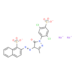 ChemSpider 2D Image | Disodium 2-{[1-(2,5-dichloro-4-sulfonatophenyl)-3-methyl-5-oxo-4,5-dihydro-1H-pyrazol-4-yl]diazenyl}-1-naphthalenesulfonate | C20H12Cl2N4Na2O7S2