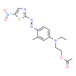 ChemSpider 2D Image | 2-(Ethyl{3-methyl-4-[(5-nitro-1,3-thiazol-2-yl)diazenyl]phenyl}amino)ethyl acetate | C16H19N5O4S