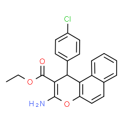 ChemSpider 2D Image | Ethyl 3-amino-1-(4-chlorophenyl)-1H-benzo[f]chromene-2-carboxylate | C22H18ClNO3